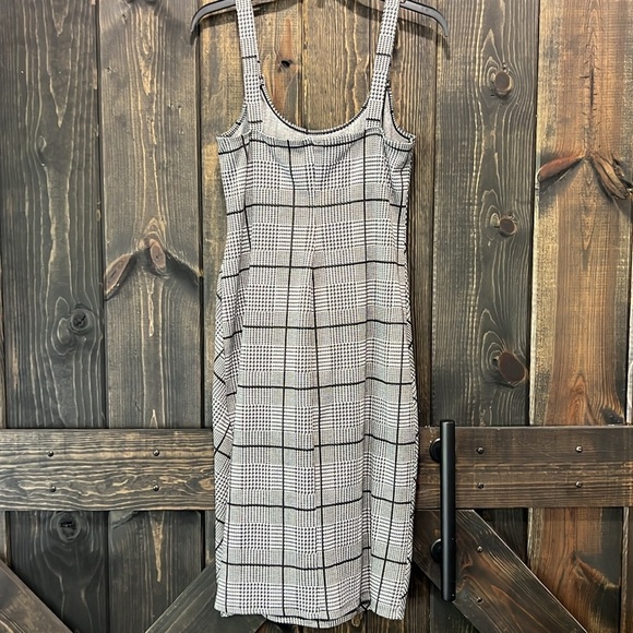 Lily Rose Jumper Dress L Plaid Grey Neutral Stretch Academia Preppy 90s Y2K - Picture 6 of 11